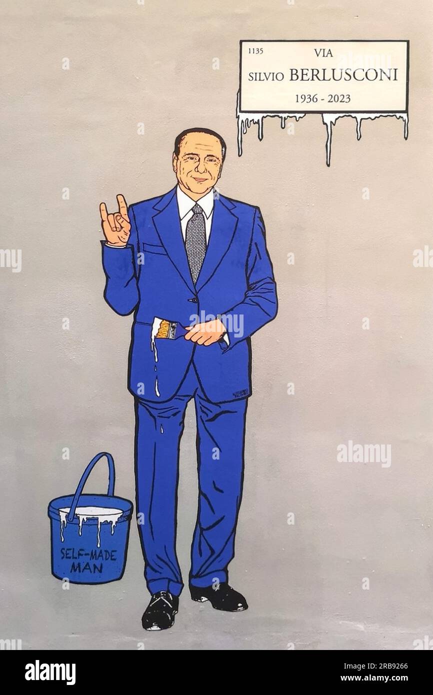 Murales di Silvio Berlusconi in via Volturno, Milano (Italy) Stock Photo