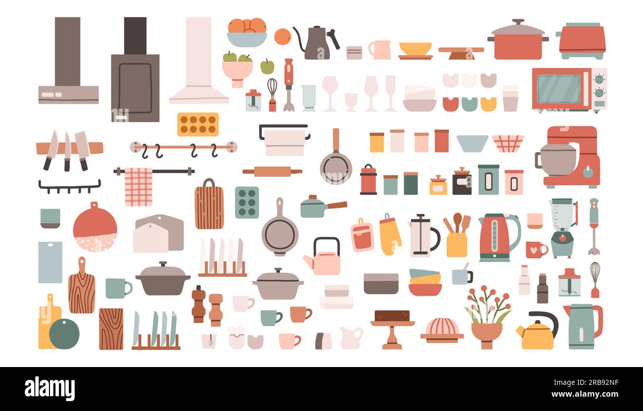 Kitchen decor tableware set. Cute kitchen decor. Cooking furniture