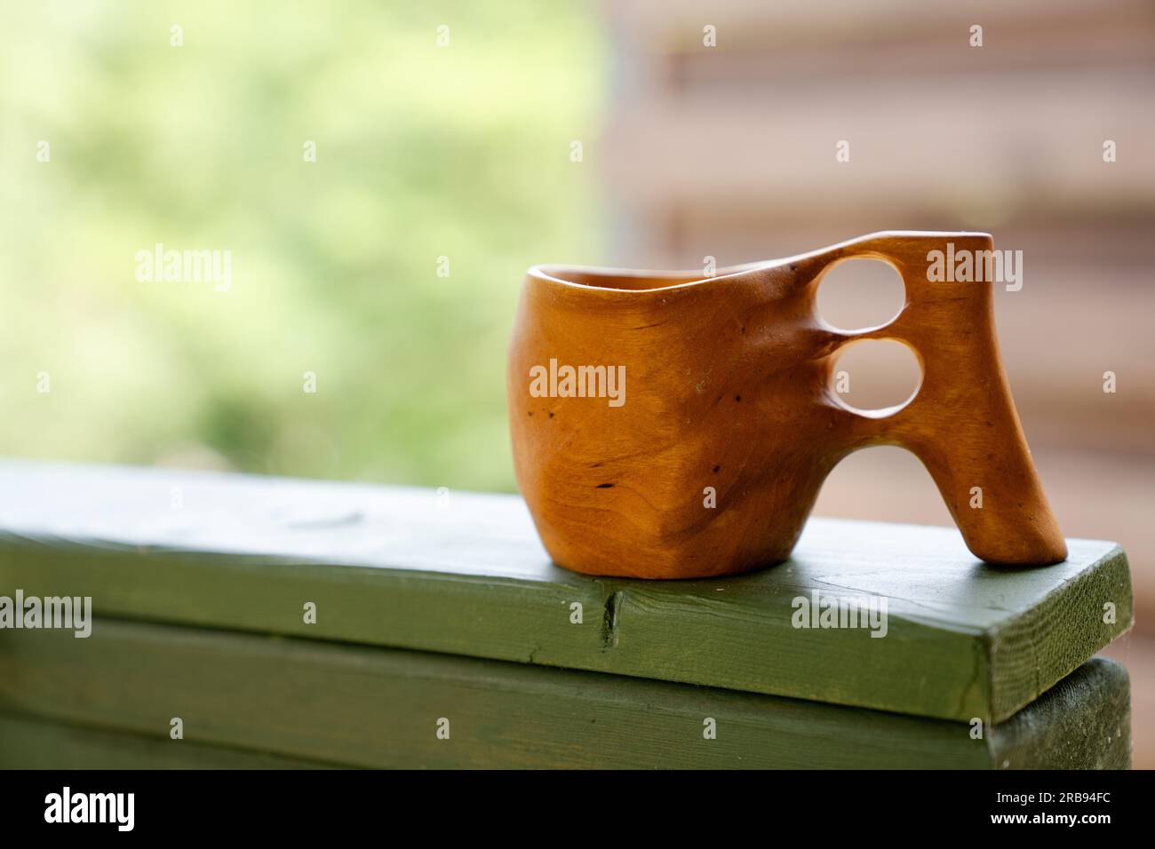 Traditional Finnish wooden mug kuksa Stock Photo