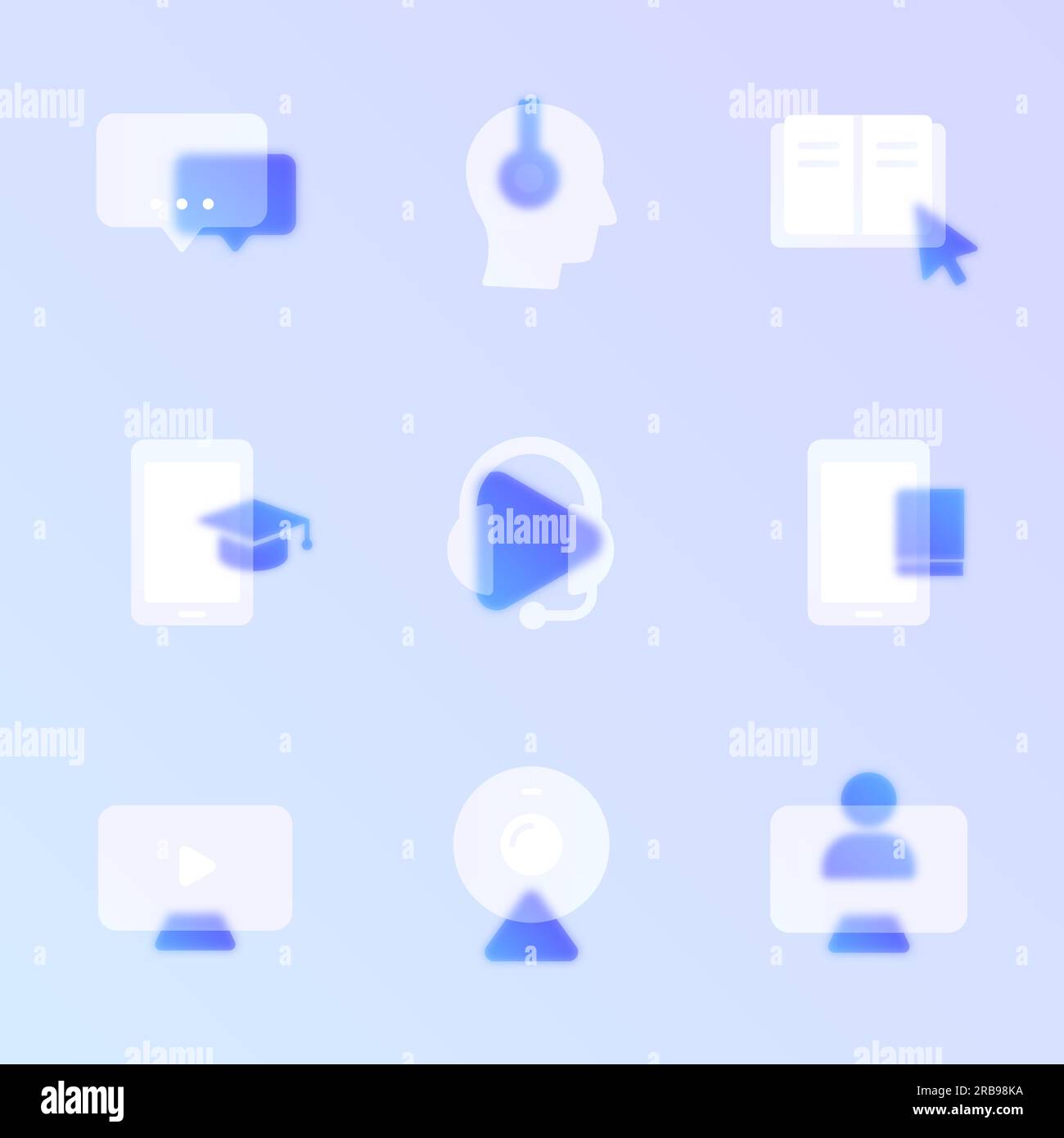 e learning glass morphism Stock Vector