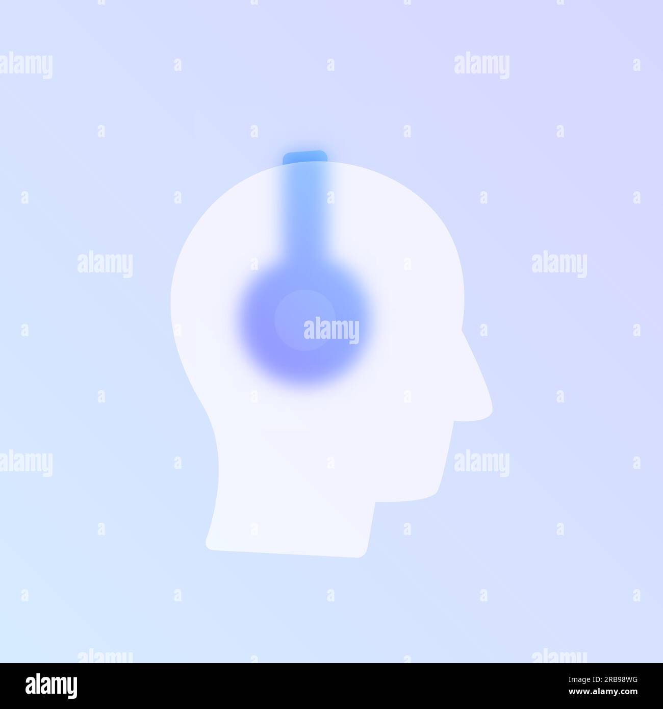 head in headphones glass morphism Stock Vector