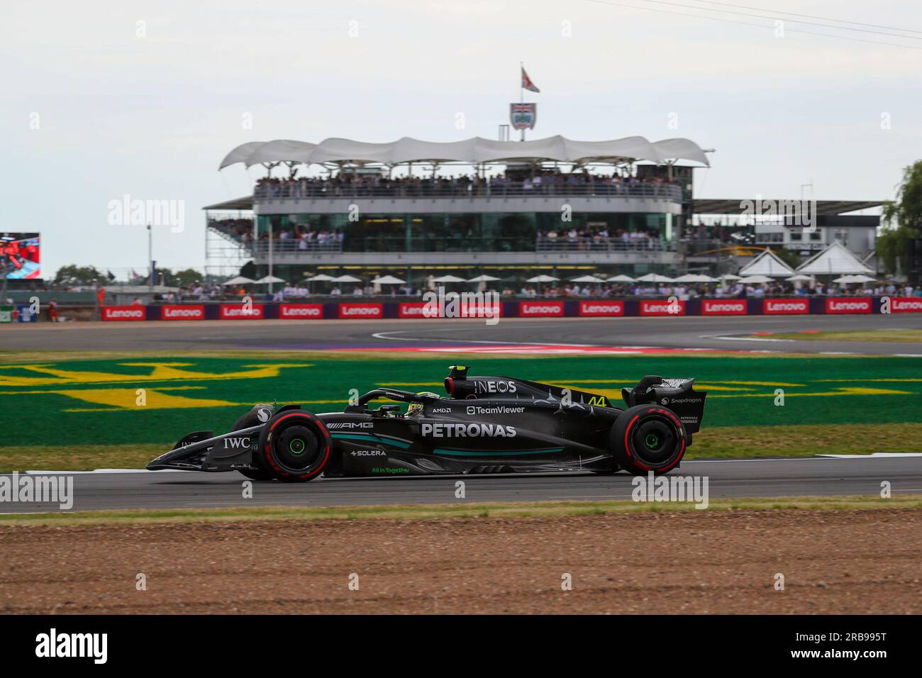 Silverstone circuit, Silverstone, England, July 08, 2023, Lewis Hamilton (GBR) Mercedes W14 E Performance during Formula