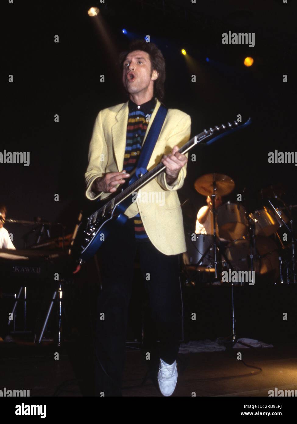 Ray Davies of the Kinks performing at the Guildford Civic Hall,England 29.3.1984 Stock Photo