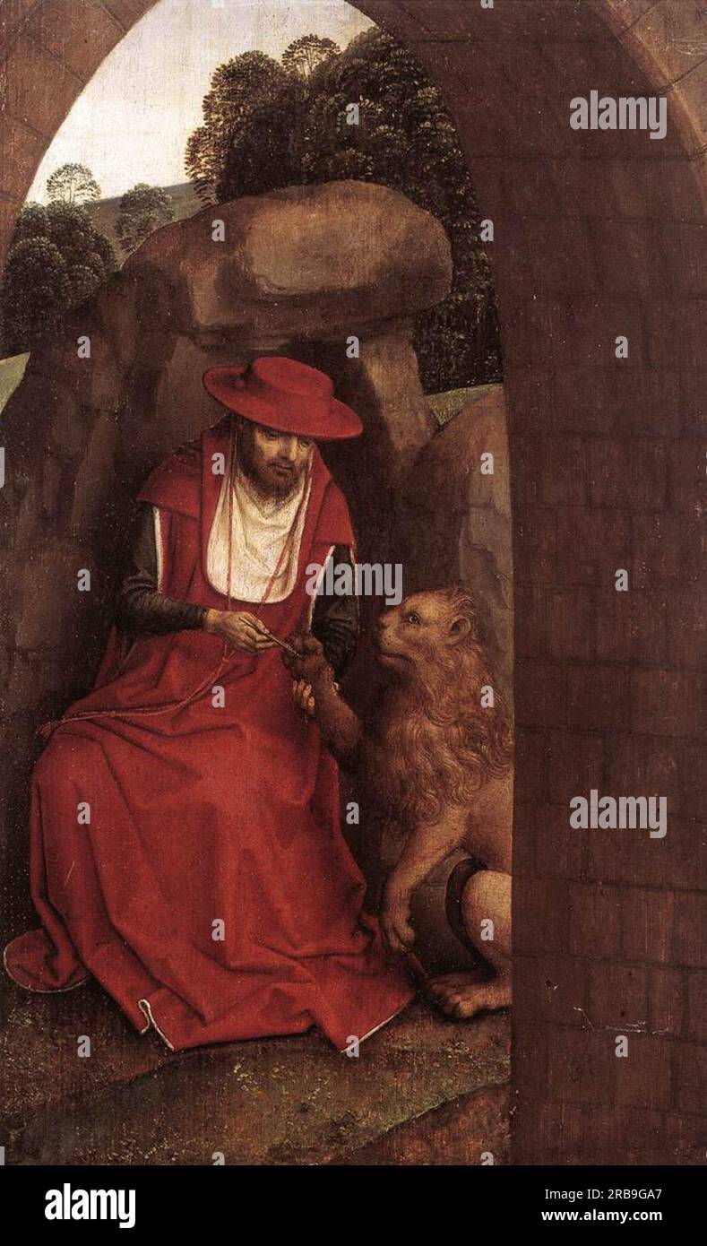 St. Jerome and the Lion 1490 by Hans Memling Stock Photo Alamy