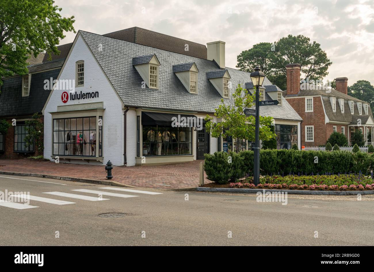 Williamsburg, VA 19 June 2023 Entrance to Lululemon sports clothing store on Duke of