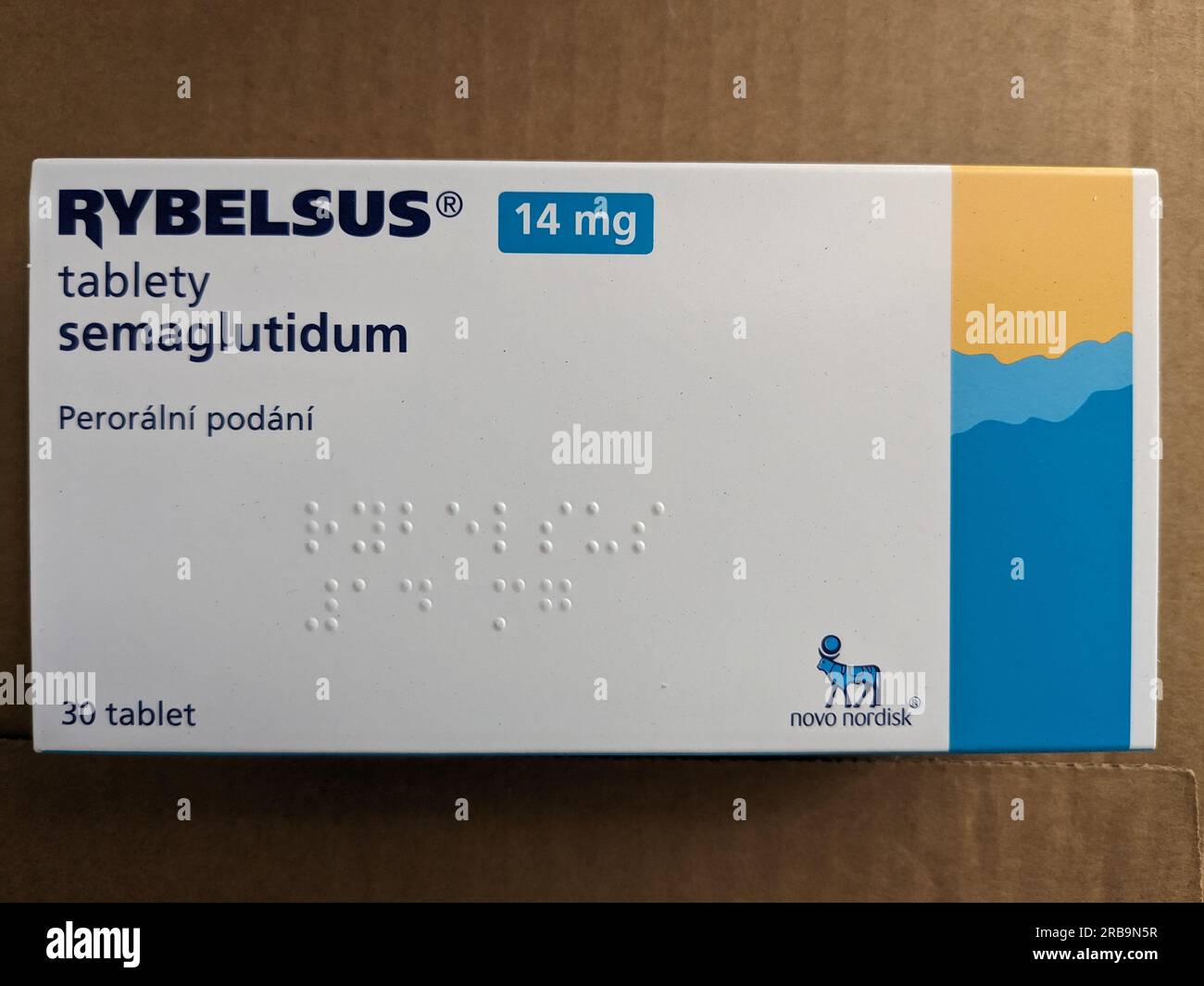 Rybelsus 14mg Semaglutidum by Novo Nordisk pharmaceutical company-antidiabetic medication used for the treatment of type 2 diabetes and an anti-obesit Stock Photo