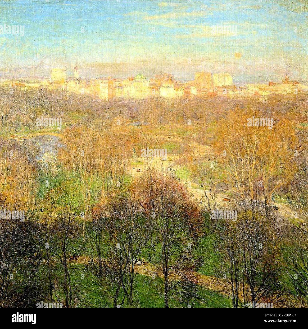 Early Spring Afternoon, Central Park 1911 by Willard Metcalf Stock ...