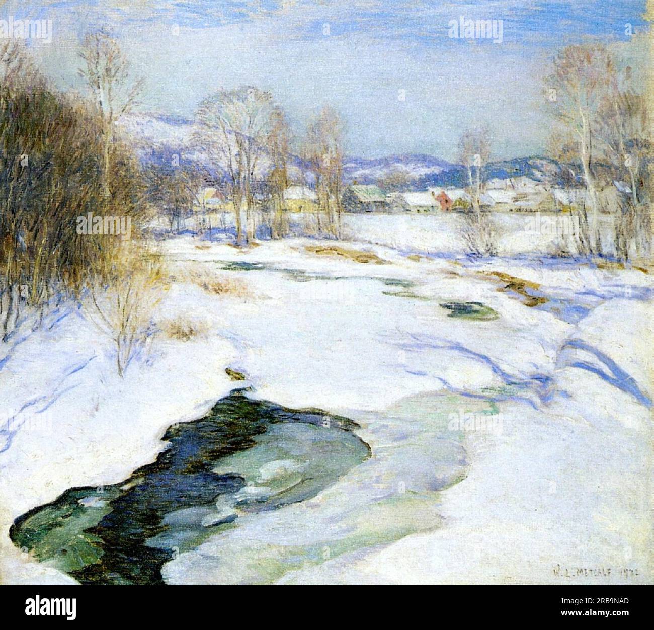 Icebound Brook (aka Winter's Mantle) 1922 by Willard Metcalf Stock ...