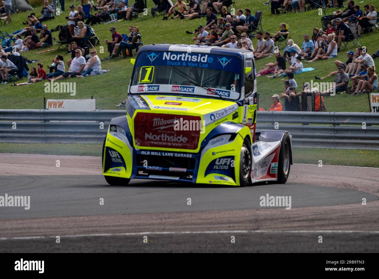 Andover, UK. 08th July, 2023. Ryan Smith Daimler Freightliner Winning