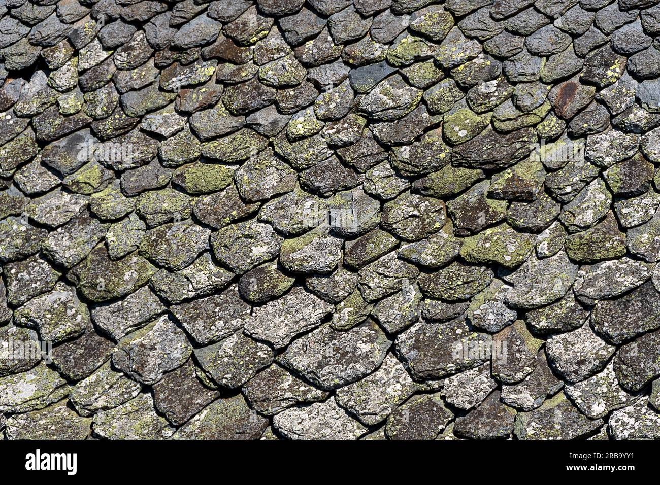 Traditional slate roof (lauze stone) in Auvergne, France Stock Photo