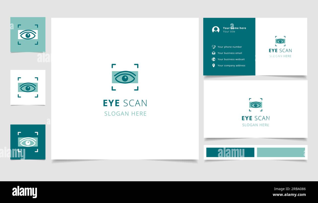 Eye scan logo design with editable slogan. Branding book and business
