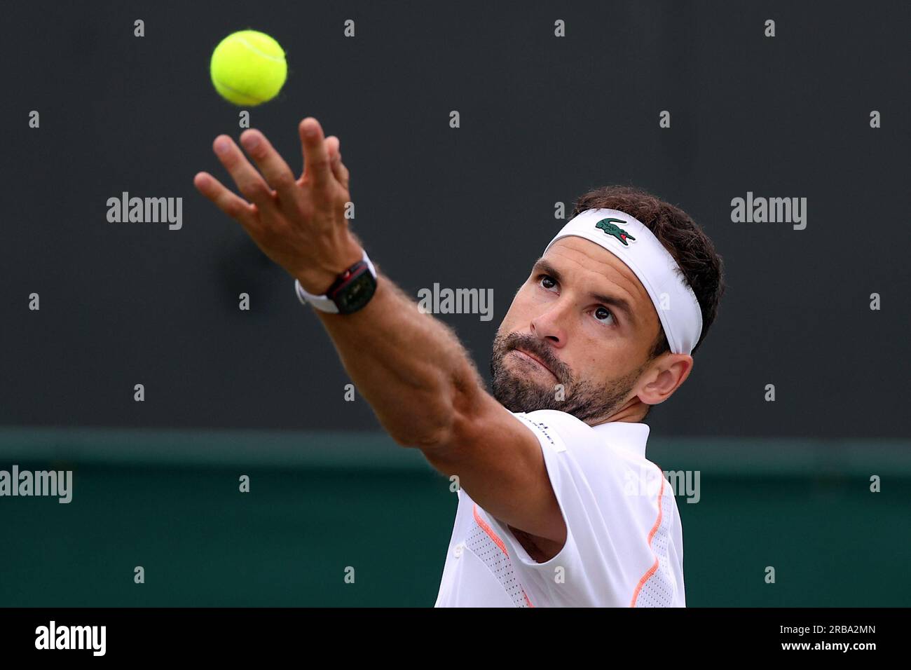 Grigor Dimitrov in action against Frances Tiafoe (not pictured) on day