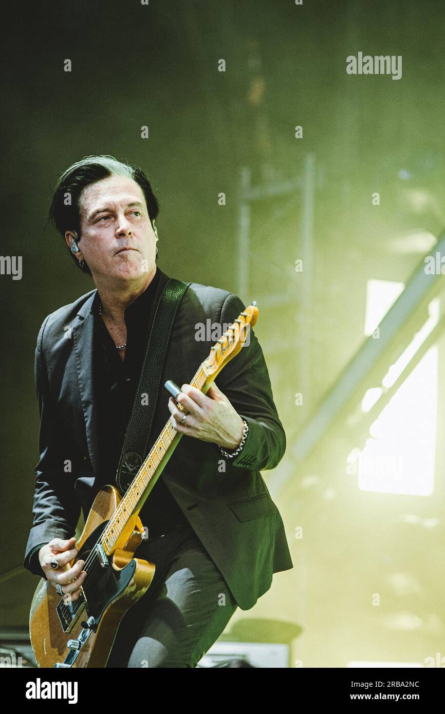 Troy Van Leeuwen and his band Queens of the Stone Age perform live in  concert at MadCool Festival 2023 in Madrid Stock Photo - Alamy