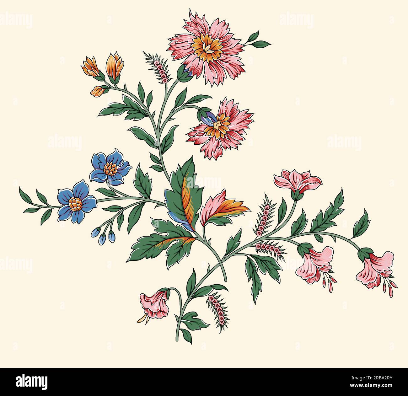 A beautiful abstract floral design with colourful trendy flowers and ...