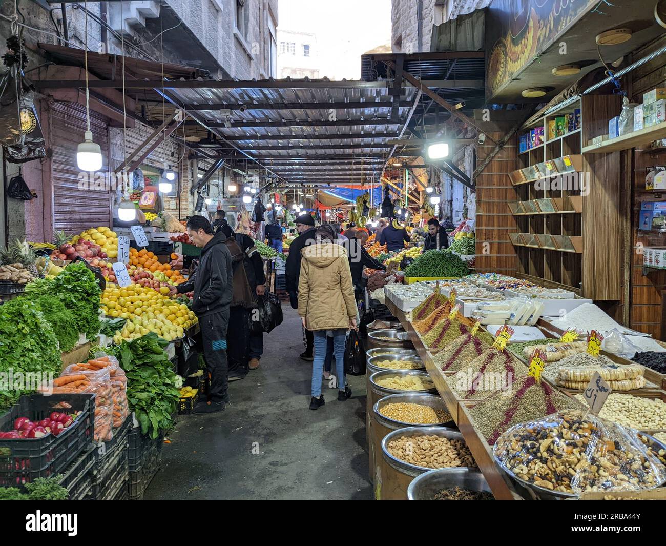 Amman,Jordan Different kind of grocery stores at the local bazaar(souk