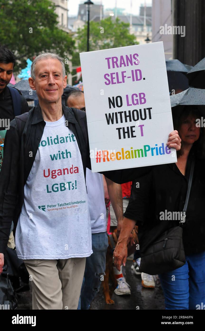 London, UK. 8th July, 2023.  Peter Gary Tatchell (born 25 January 1952) is an Australian-born British human rights campaigner, best known for his work with LGBT social movements. Trans  Pride 2023: Thousands march in ‘biggest ever' call for Trans rights. Credit: JOHNNY ARMSTEAD/Alamy Live News Stock Photo