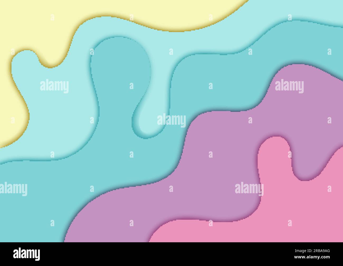 Abstract pastels color paper cut style background. Realistic 3d layered smooth bending objects