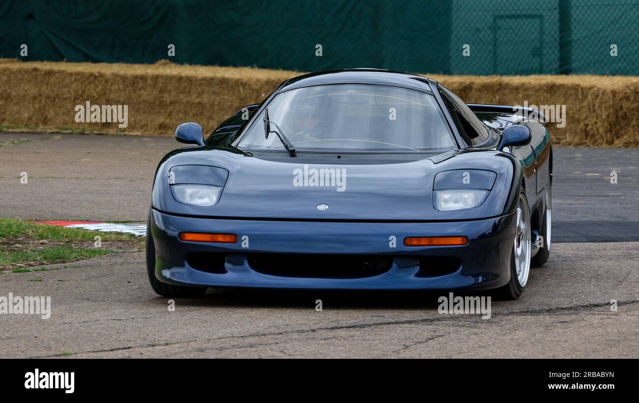 Jaguar Sport XJR-15, driven around the racetrack at the Bicester flywheel festival 2023. Stock Photo