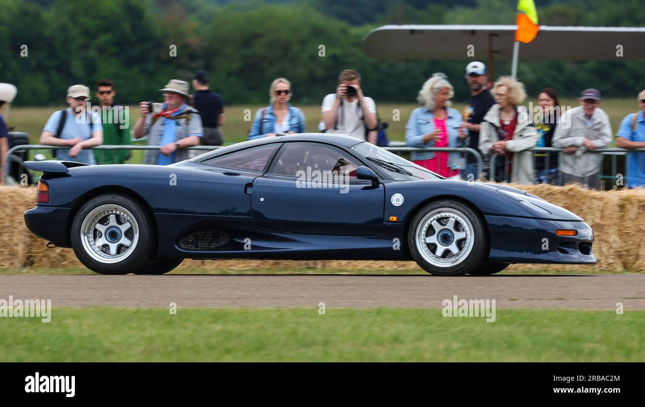 Jaguar Sport XJR-15, driven around the racetrack at the Bicester flywheel festival 2023. Stock Photo