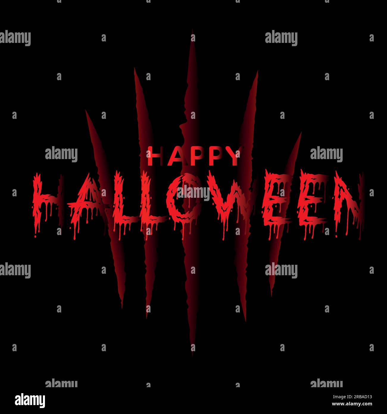 Happy Halloween background with red claw scrach. Vector Stock Vector