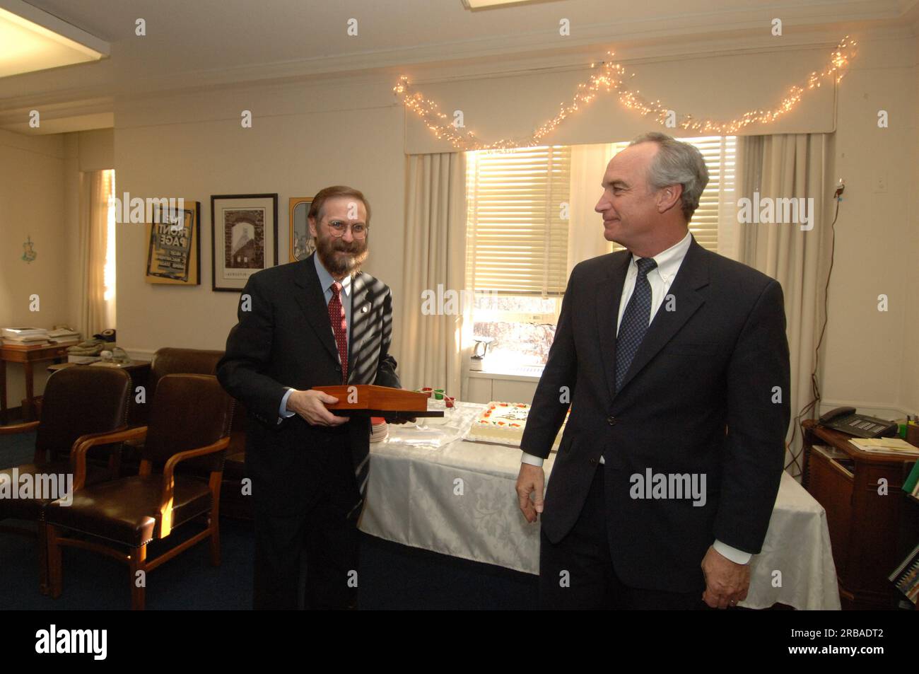 Secretary Dirk Kempthorne with departing Office of Budget Director John Trezise, staff Stock Photo