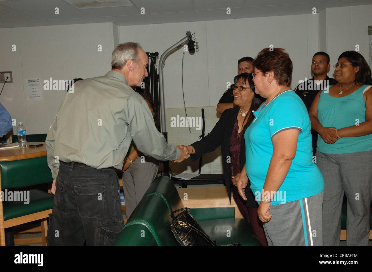 Visit of Secretary Dirk Kempthorne to Pima County, Arizona's border area with Mexico, for tours, discussions with Bureau of Indian Affairs staff and U.S. Customs and Border Protection personnel meeting at the Ajo Border Patrol Station Stock Photo