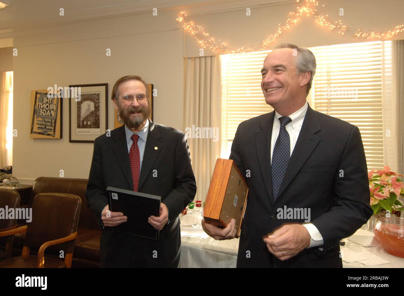 Secretary Dirk Kempthorne with departing Office of Budget Director John Trezise, staff Stock Photo