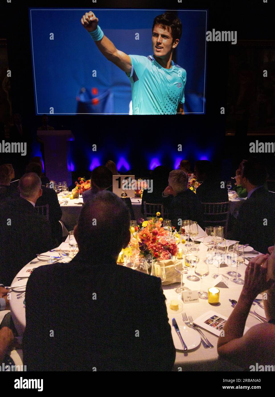 London, UK. 08th July, 2023. Illustration picture shows a picture of Gilles Arnaud Bailly during the ceremony for the ITF's Philippe Chatrier Award, at the Victoria & Albert museum, in London, UK, Saturday 08 July 2023. Belgian Henin receives the award during the 2023 Wimbledon grand slam tennis tournament at the All England Tennis Club, in south-west London, Britain. BELGA PHOTO BENOIT DOPPAGNE Credit: Belga News Agency/Alamy Live News Stock Photo