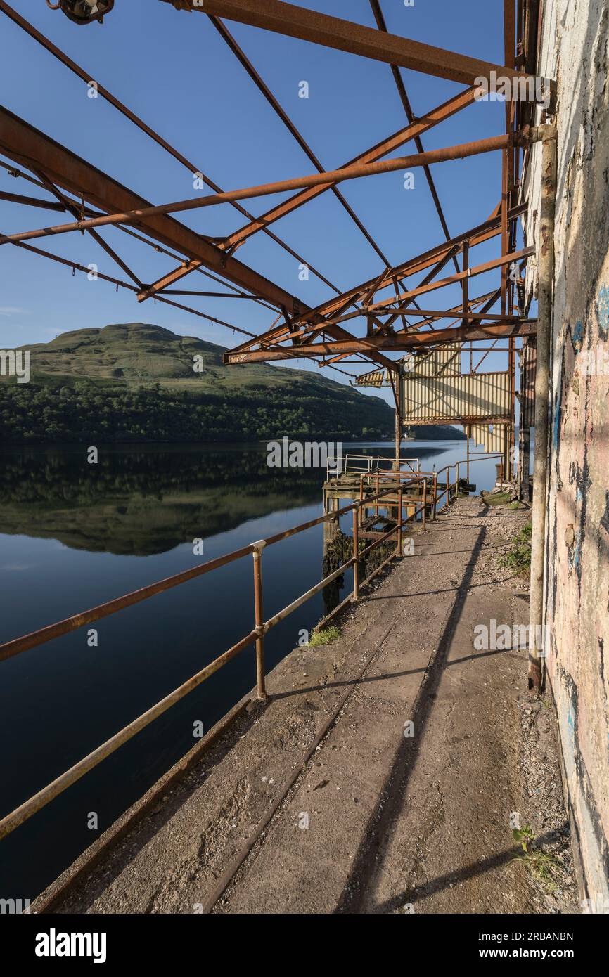 ruins of loch long torpedo range Stock Photo