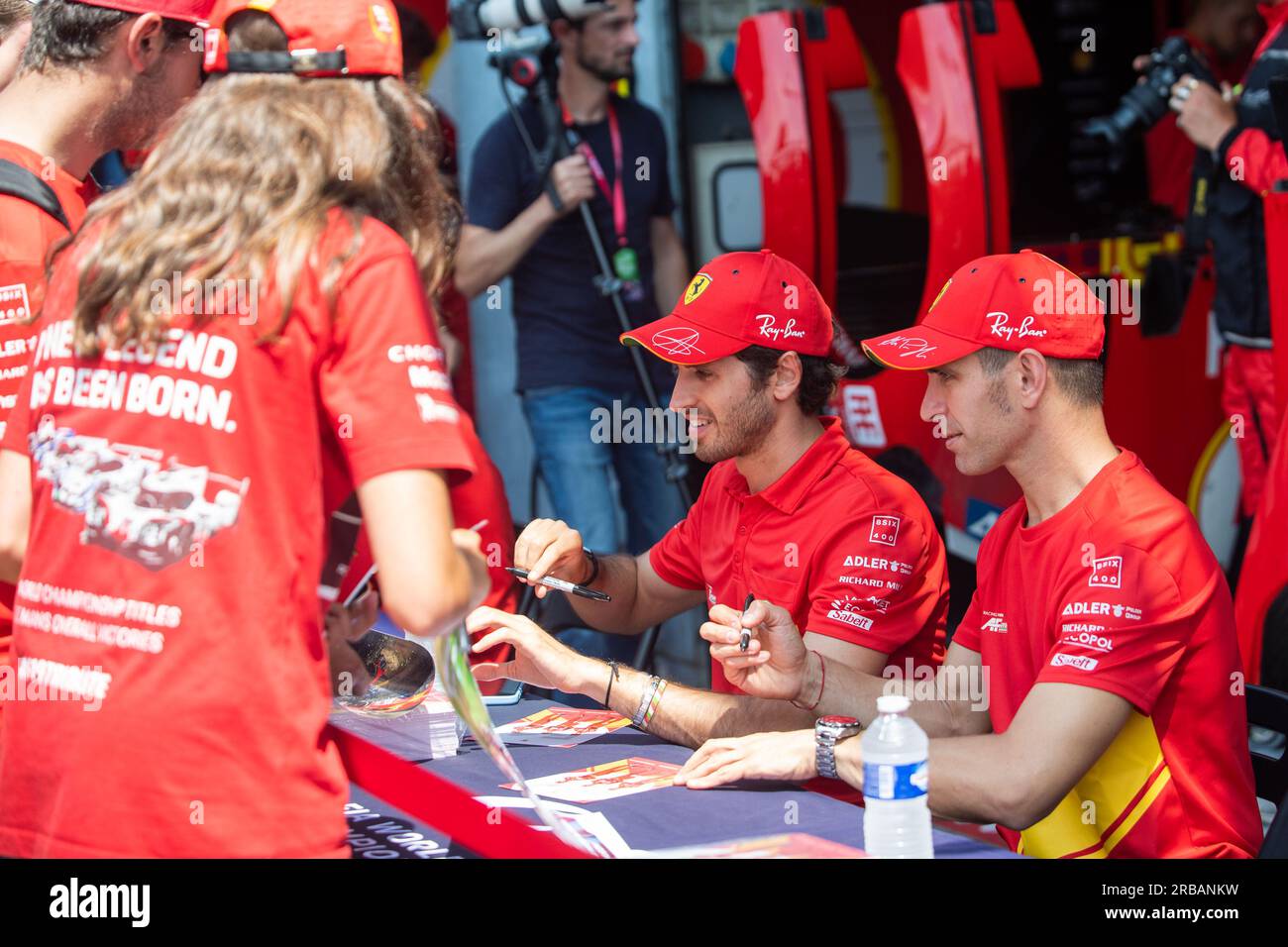 Monza Circuit, Monza, Lombardy, Italy. 8th July, 2023. 2023 FIA World Endurance Championship, 6 Hours of Monza; Team Ferrari AF Corse Ferrari 499P signs autographs Credit: Action Plus Sports/Alamy Live News Stock Photo