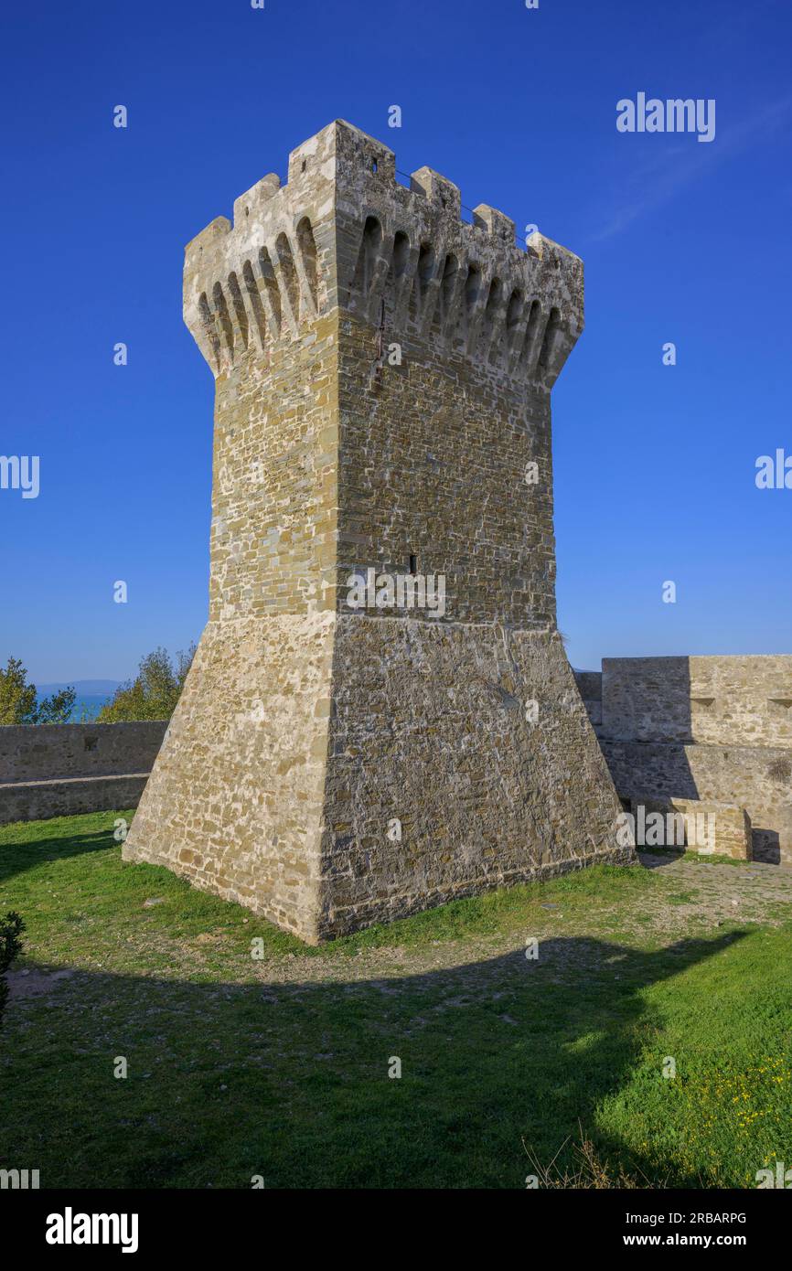 Tower of the Populonia Fortress, Piombino, Province of Livorno, Italy Stock Photo