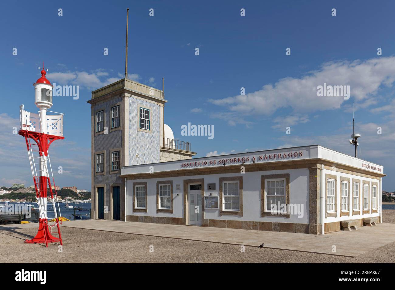 Historic lighthouse of Sao MiguelOAnjo and building of the Portuguese
