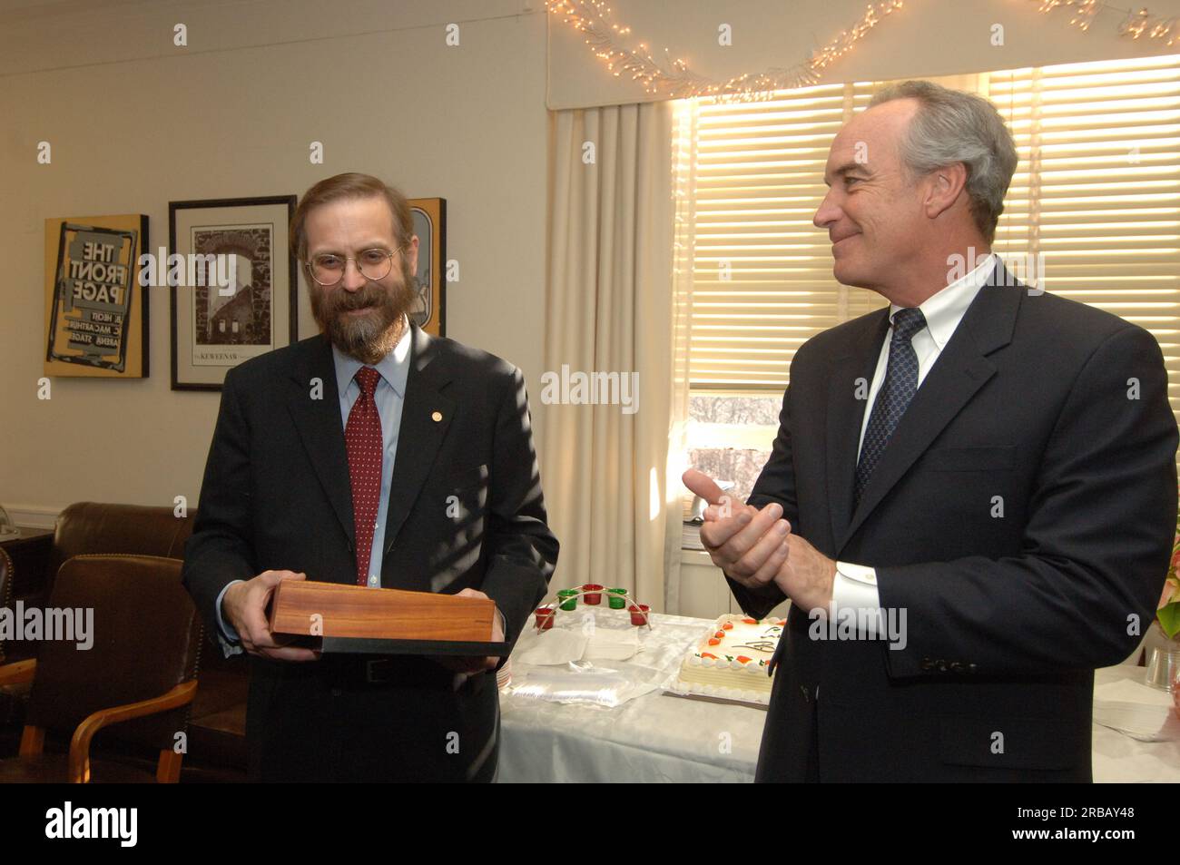 Secretary Dirk Kempthorne with departing Office of Budget Director John Trezise, staff Stock Photo