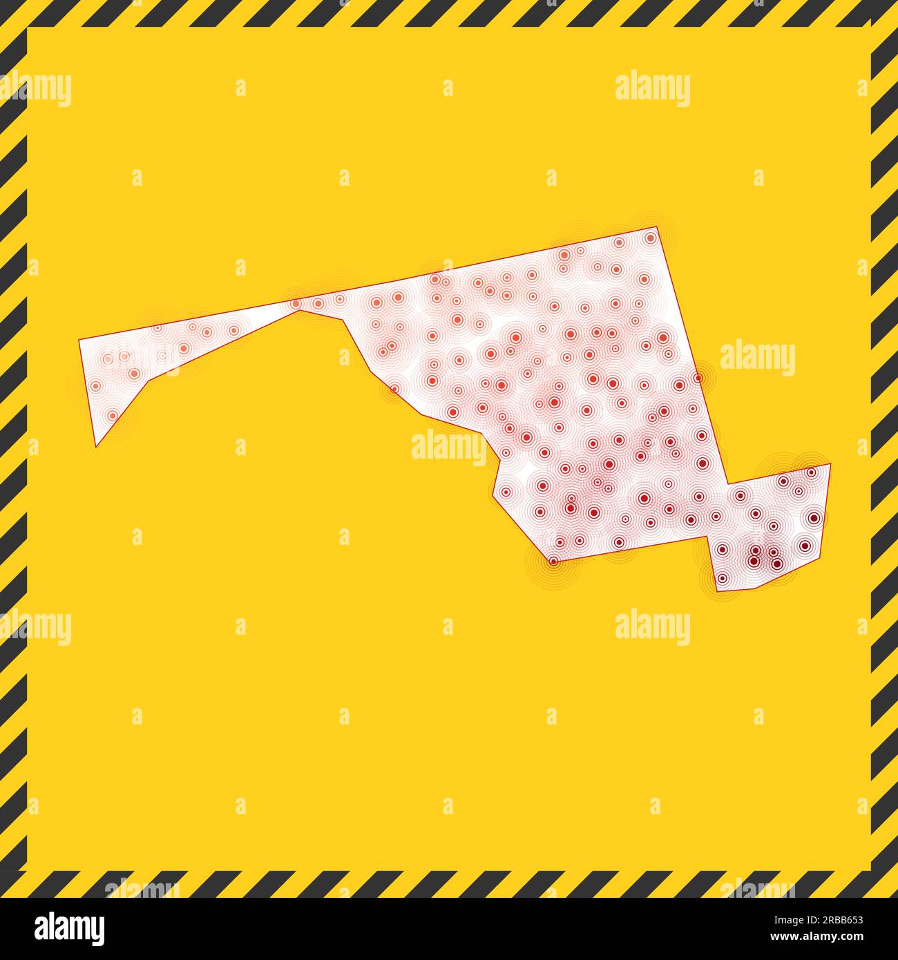 Maryland closed - virus danger sign. Lockdown US state icon. Black ...
