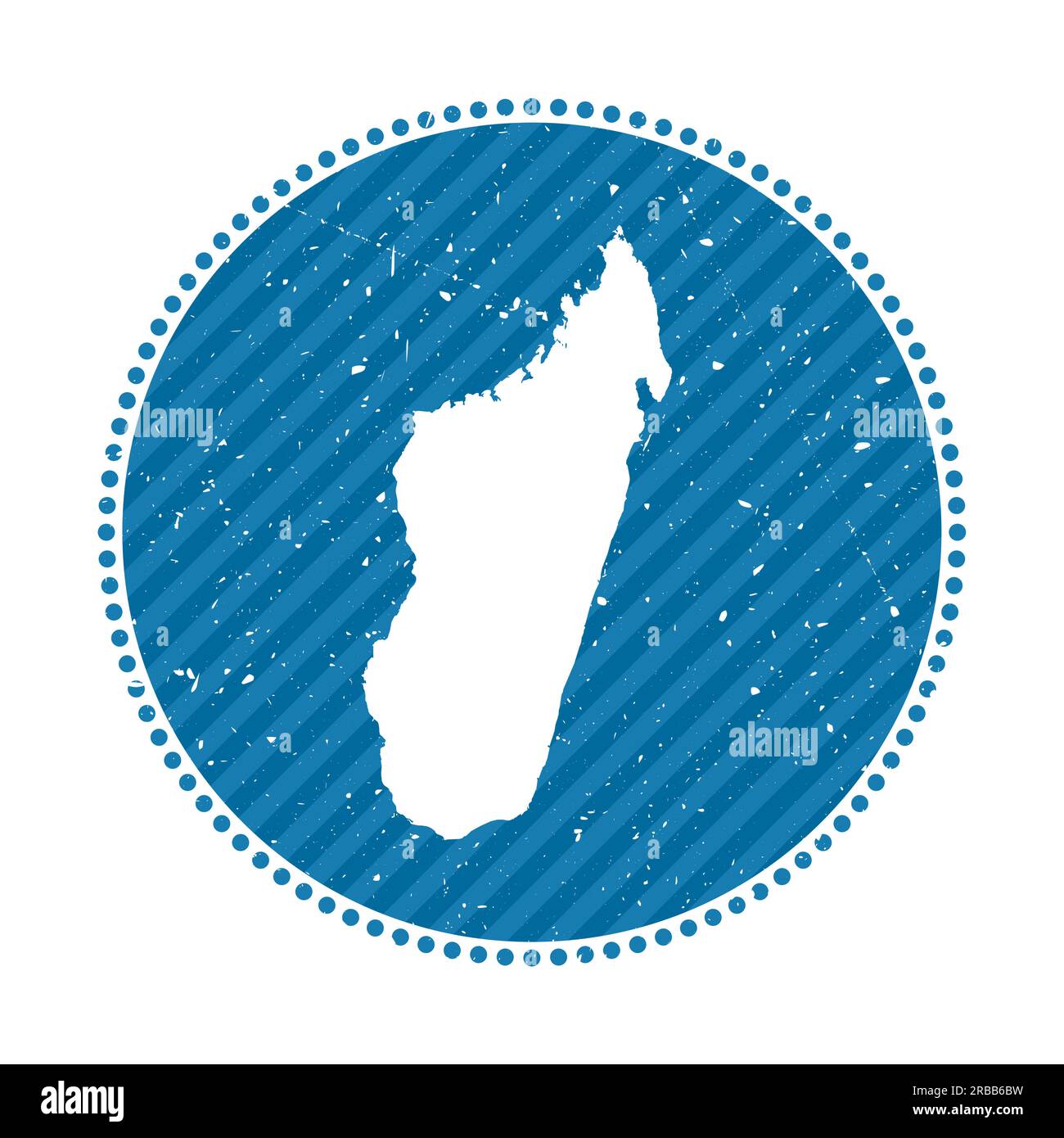 Madagascar striped retro travel sticker. Badge with map of country, vector illustration. Can be used as insignia, logotype, label, sticker or badge of Stock Vector