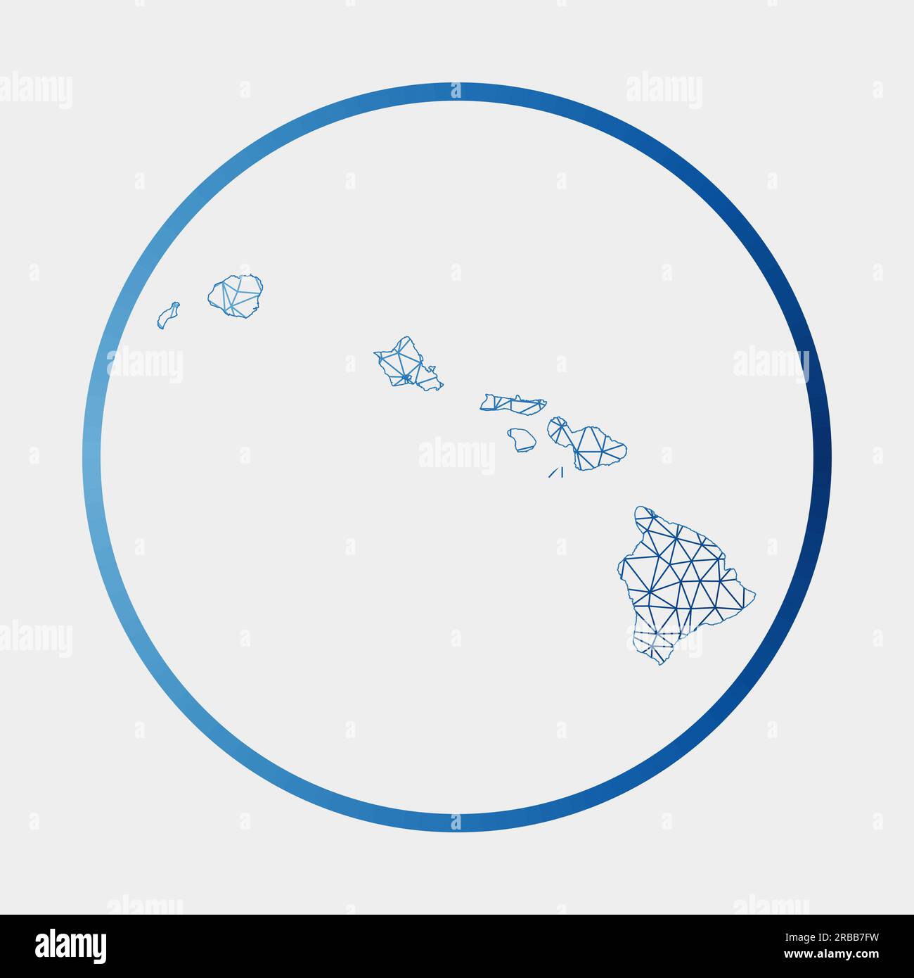 Hawaii icon. Network map of the island. Round Hawaii sign with gradient