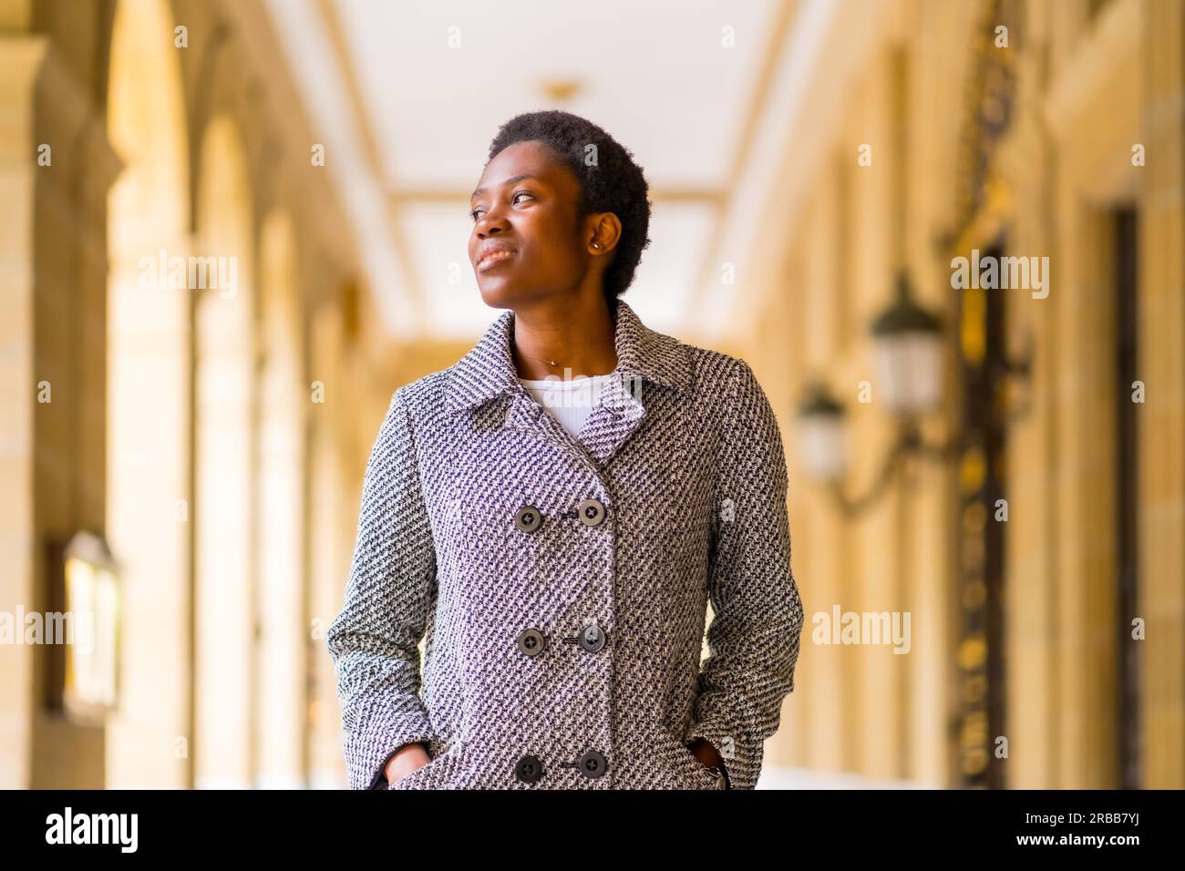 Business woman of African ethnicity in the city, portrait of finance ...