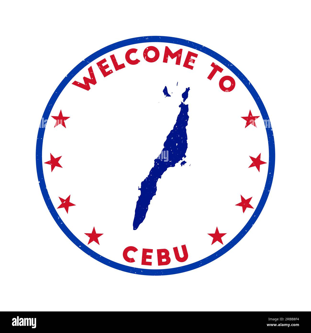 Welcome to Cebu stamp. Grunge island round stamp with texture in Super Rose Red color theme. Vintage style geometric Cebu seal. Vibrant vector illustr Stock Vector