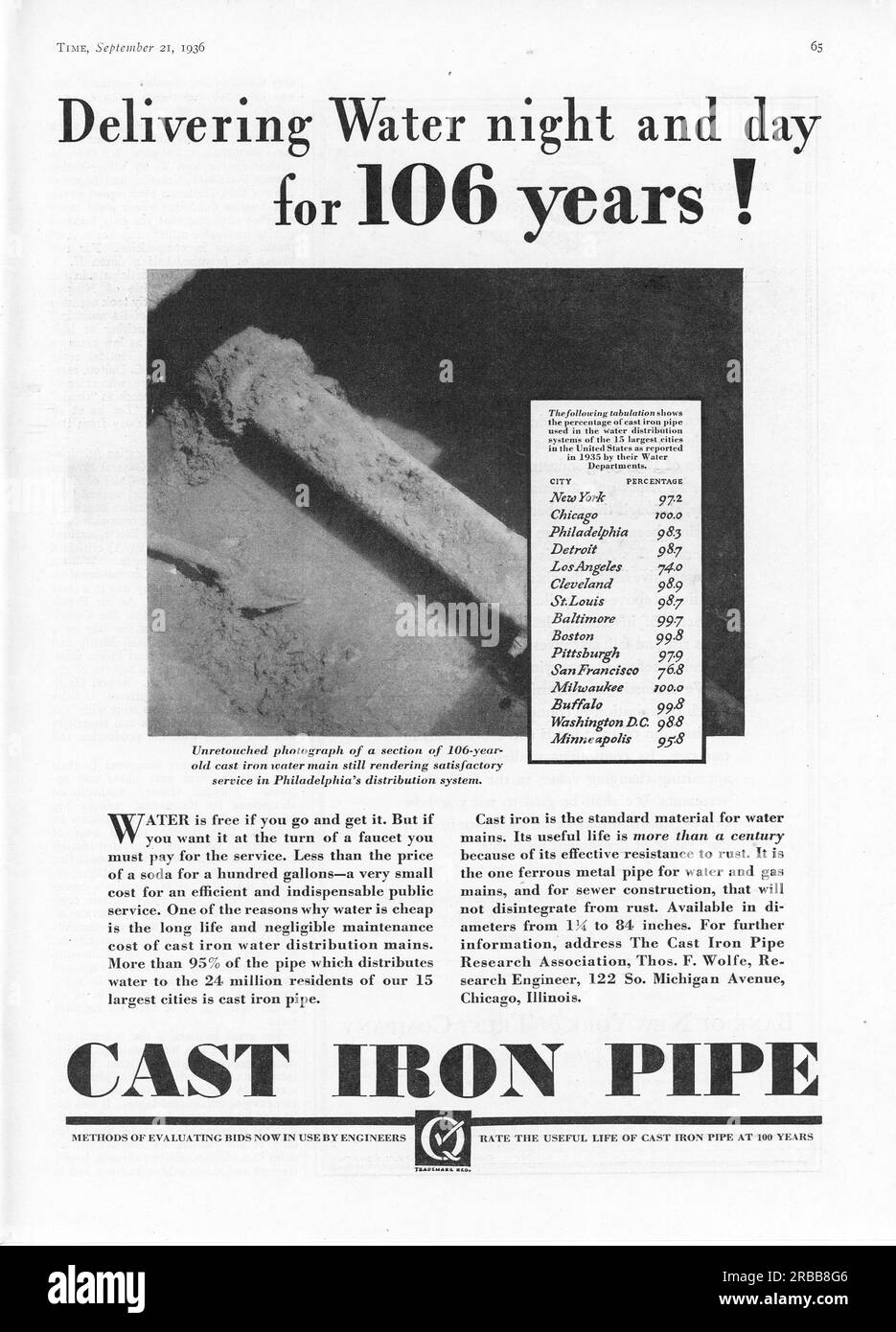 Vintage Time Magazine 21 September 1936 issue advert, USA Stock Photo
