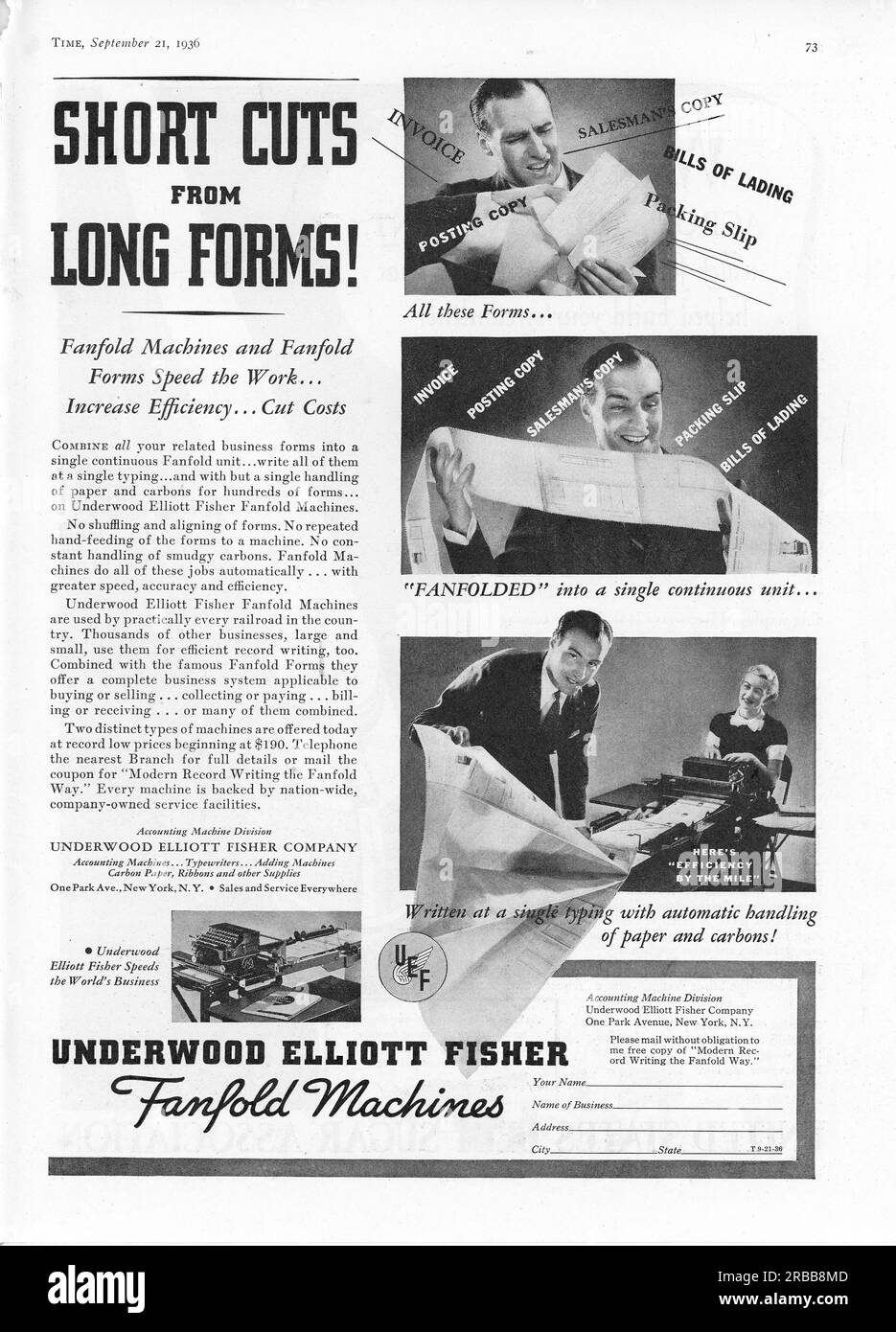 Vintage Time Magazine 21 September 1936 issue advert, USA Stock Photo