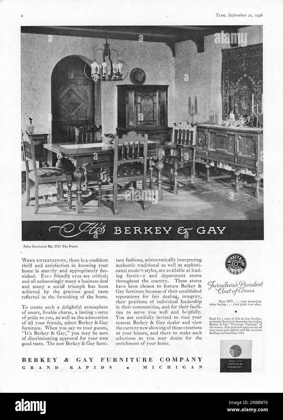 Vintage Time Magazine 21 September 1936 issue advert, USA Stock Photo