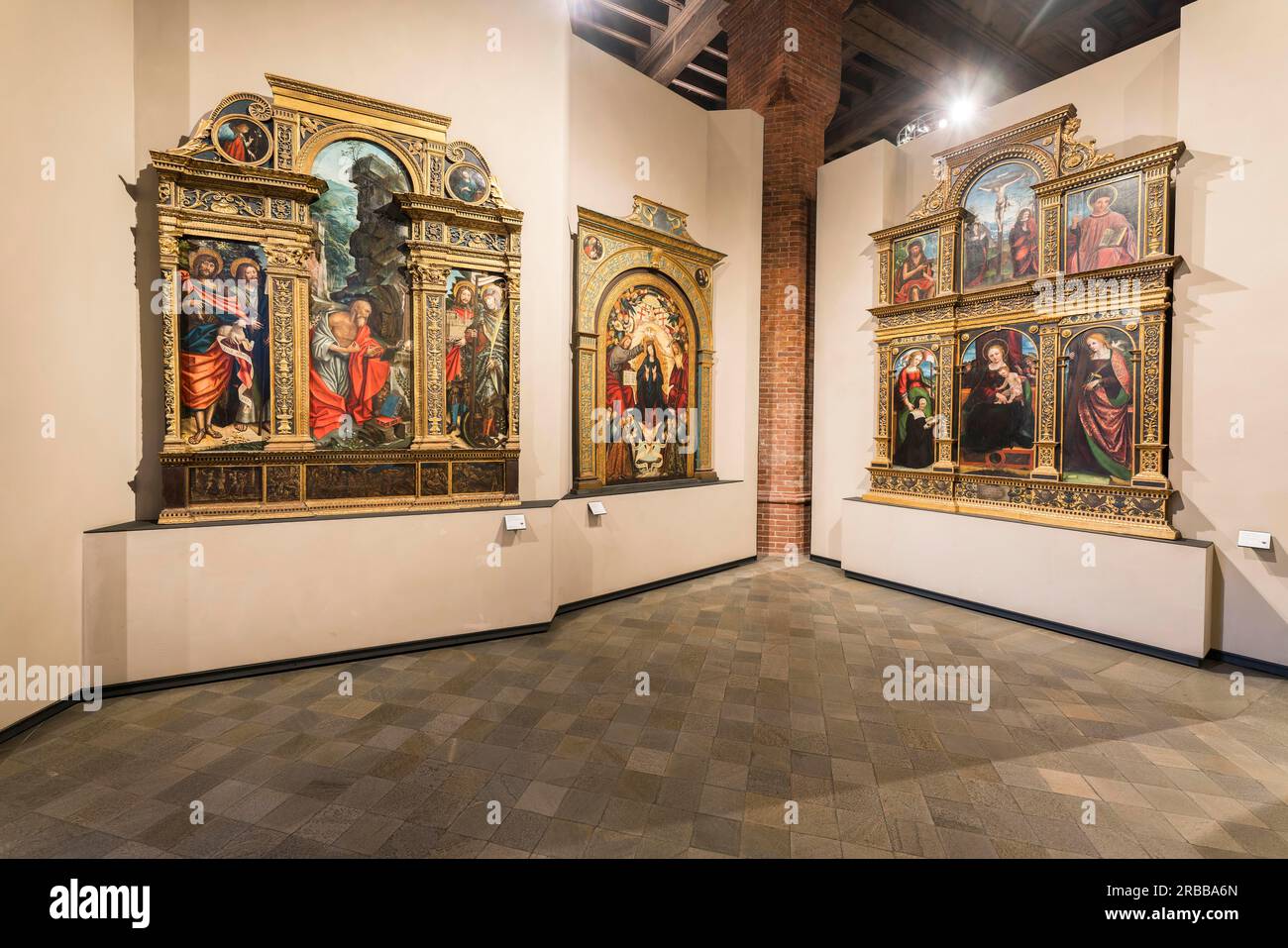 Gothic painting in the Sala Acaia, Museo Civico di Arte Antica, Palazzo Madama, Turin, Piedmont, Italy, UNESCO World Heritage Site Stock Photo