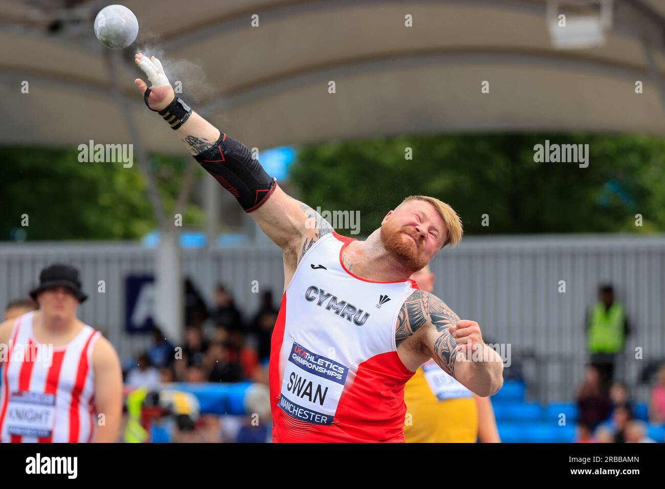 Patrick Swan throws the shot put during the UK Athletics Championships