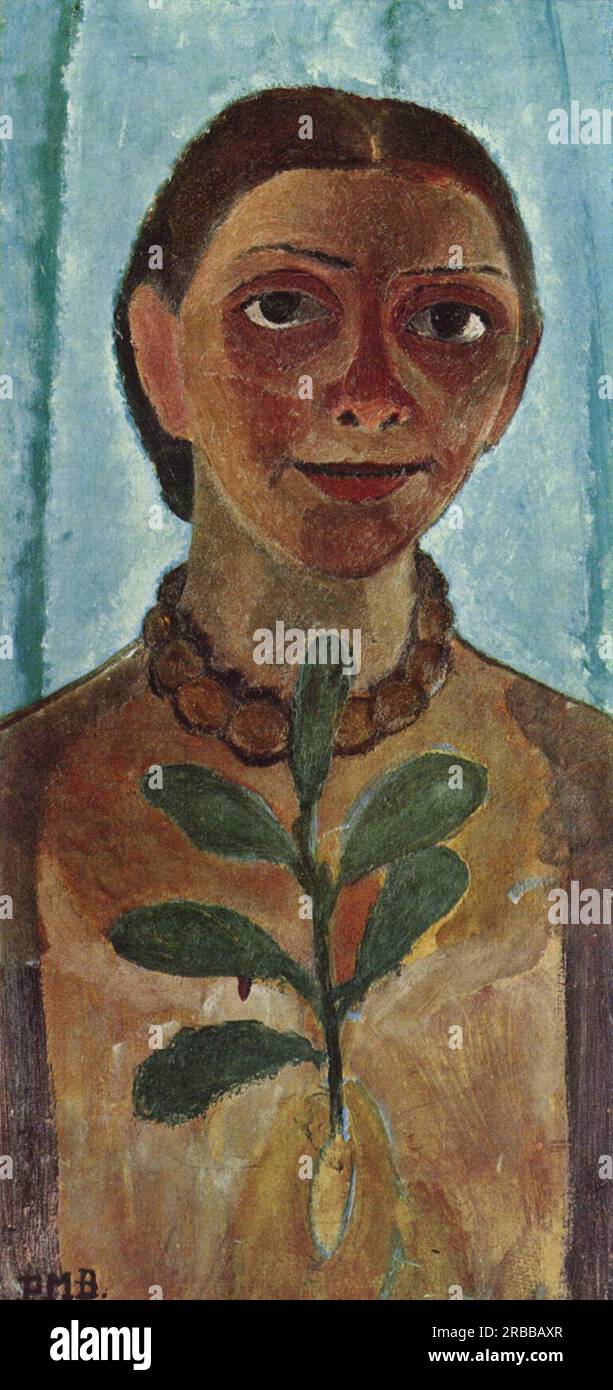 The Painter with Camellia Branch (Self-Portrait) 1907 by Paula Modersohn Becker Stock Photo