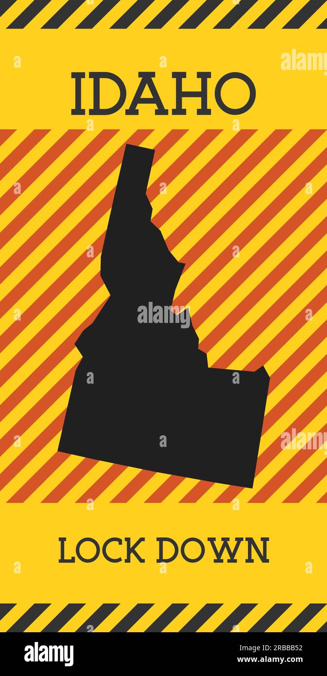 Idaho Lock Down Sign. Yellow US state pandemic danger icon. Vector ...