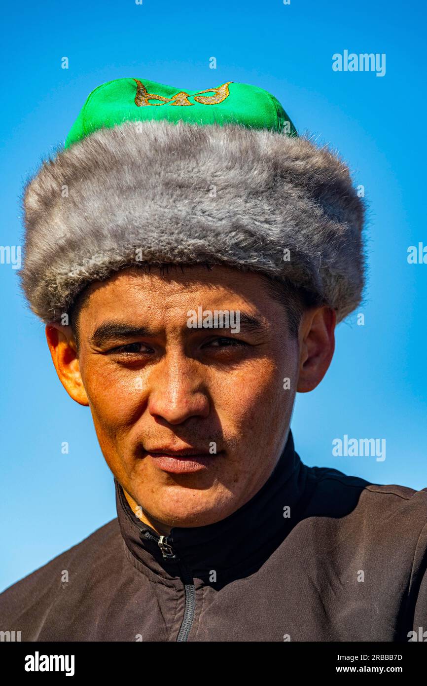 Kokpar player, Kokpar, national horse game, Kazakhstan Stock Photo