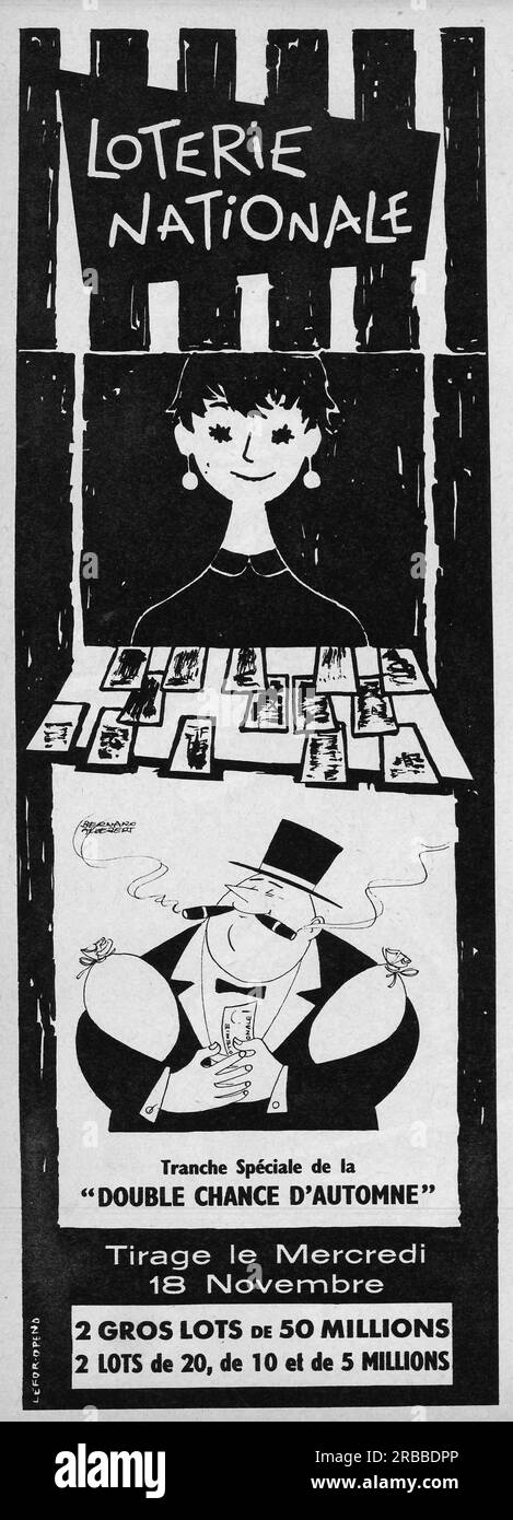 Loterie Nationale French print ad, 1959 Stock Photo - Alamy