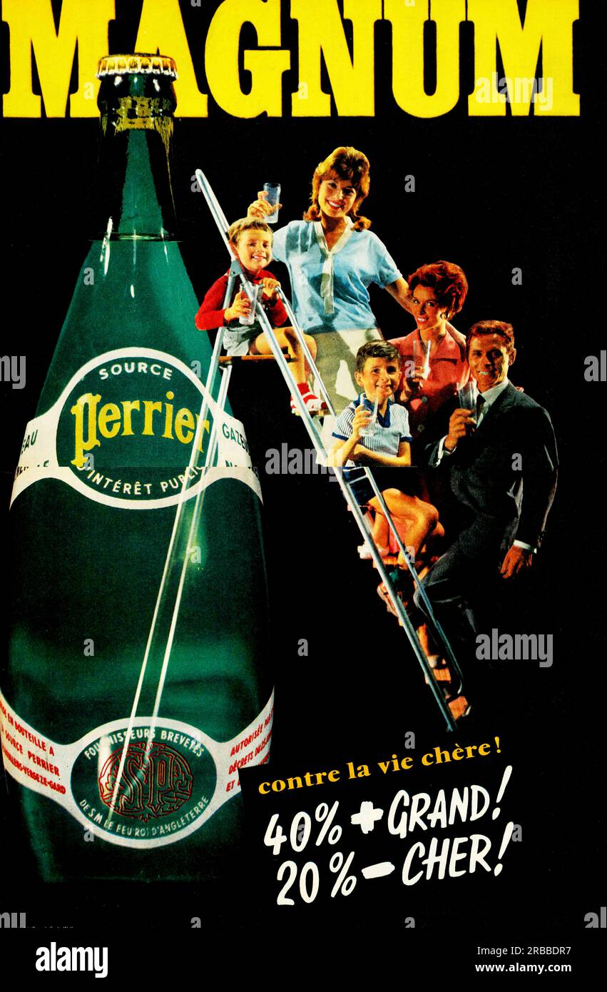 Perrier water MAGNUM  French print ad, 1959 Stock Photo