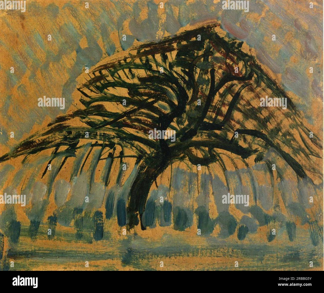 Study for Blue Apple Tree Series 1908 by Piet Mondrian Stock Photo