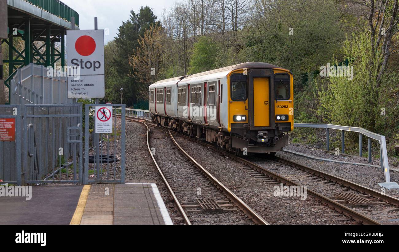 Transport For Wales class 150 sprinter train arriving at the passing